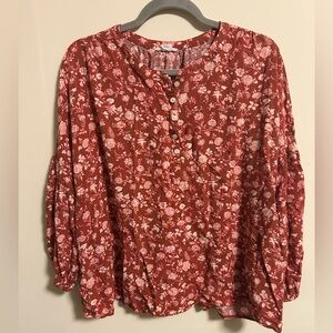 Caslon Red Floral Blouse